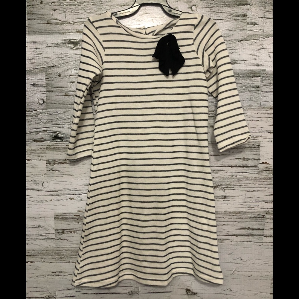 A.T.U.N 100% cotton dress w\ stripes & bow